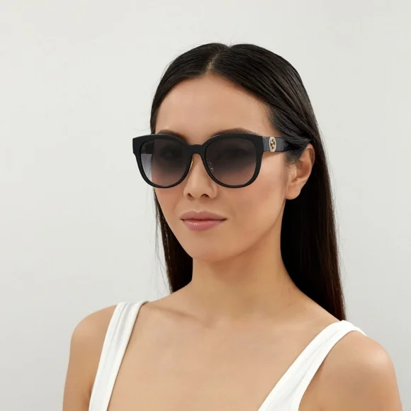 NEW GUCCI WOMEN'S ROUND SUNGLASSES GUCCI GG1028SK 006 GUCCI BLACK EYEWEAR - Picture 11 of 12